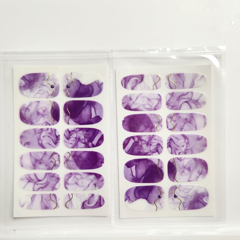 NWT NAIL ART DESIGN PURPLE & GOLD DETAIL NAIL WRAPS!